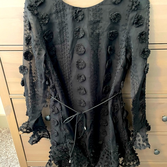 Black polka dot textured boutique dress - Picture 1 of 2